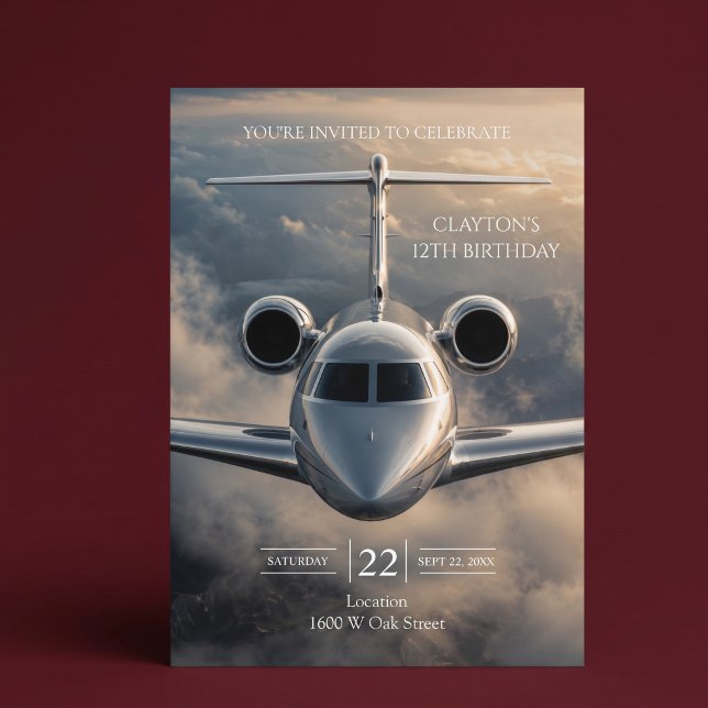 Lyxig privat jet födelsedagsfest inbjudningar (Skapare uppladdad)