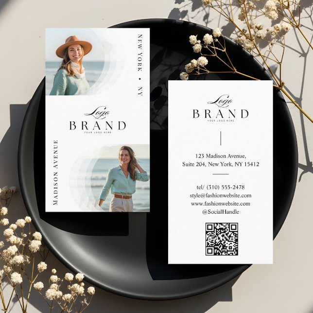 Lyxig professionell modedesigner fotologo visitkort (Luxury Minimal Modern Professional 2 Photo Logo Business Card)