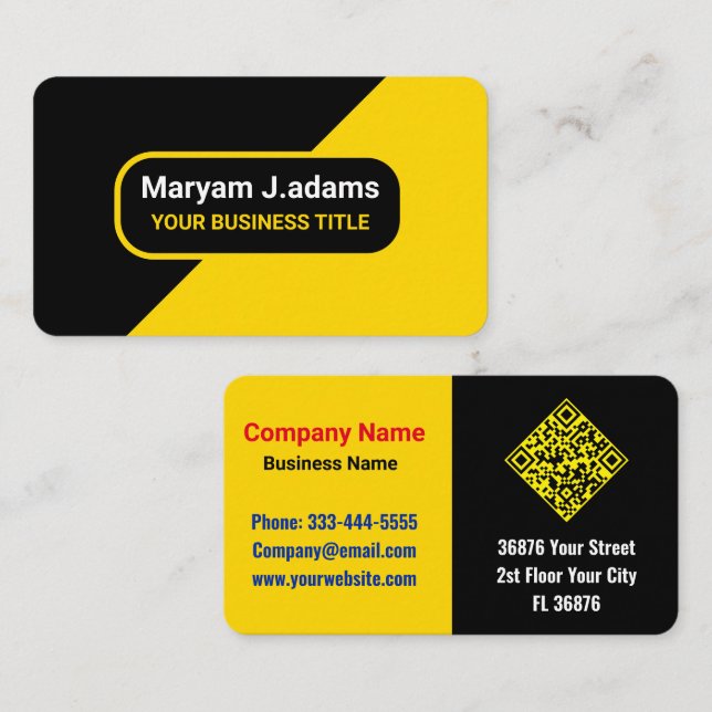 Lyxig professionell QR-kod svart guld Visitkort (Fram/baksida)