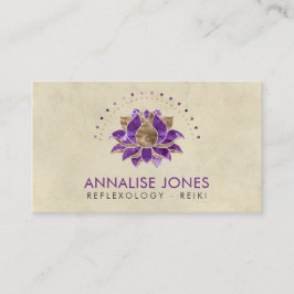 Lyxig purpurfärgad Amethyst och guld- lotusblomma Visitkort