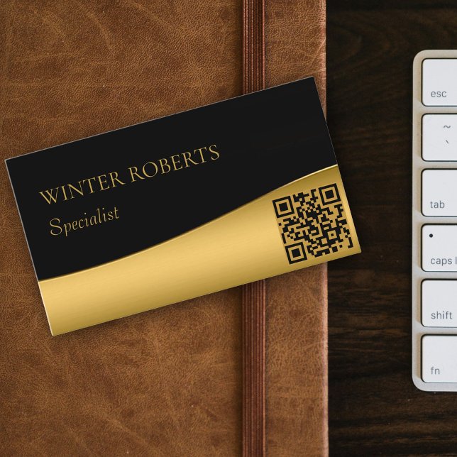 Lyxig QR-kod svart och guld professionell Visitkort (Skapare uppladdad)