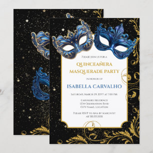 Lyxig Quinceañera Maskeradfest Inbjudningar