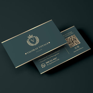 Lyxig resekonsult Konsult Crest Mörk Teal Visitkort