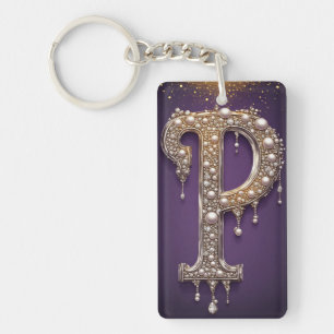 Lyxig Rhinestone P-bokstav Med Diamanter, Pärlor