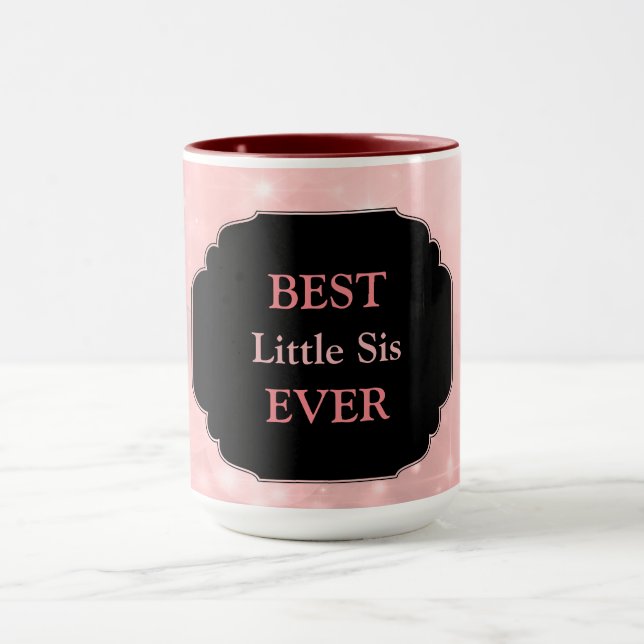 Lyxig Rosa 'Bästa lilla syster någonsin' design Mugg (Center)