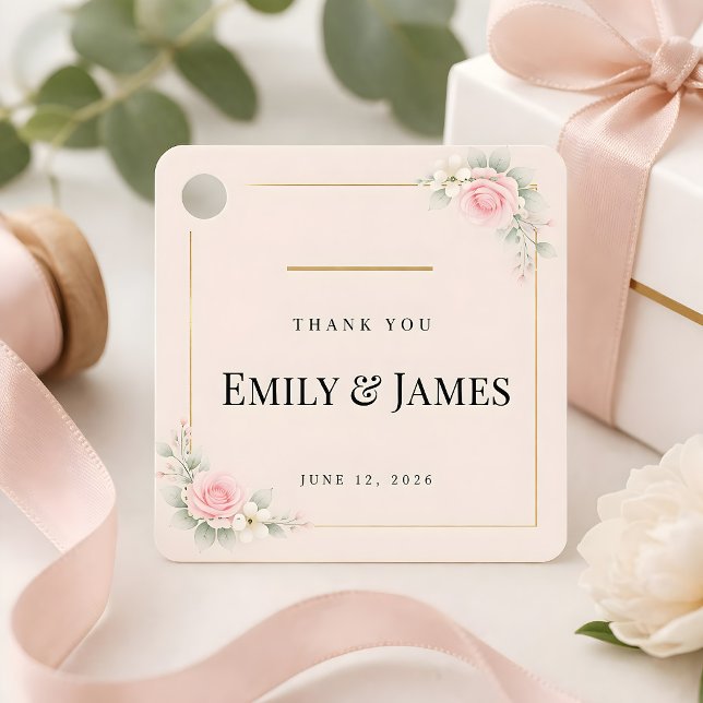 Lyxig Rosa Bröllop Gåvor Etiketter (Luxury blush wedding themed favor tag)
