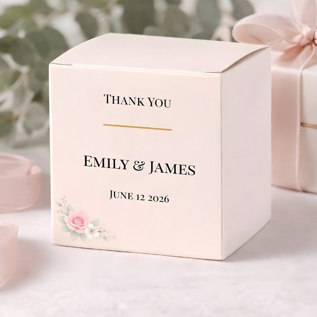 Lyxig Rosa Bröllop Presentaskar (Luxury blush wedding favor box with floral design)