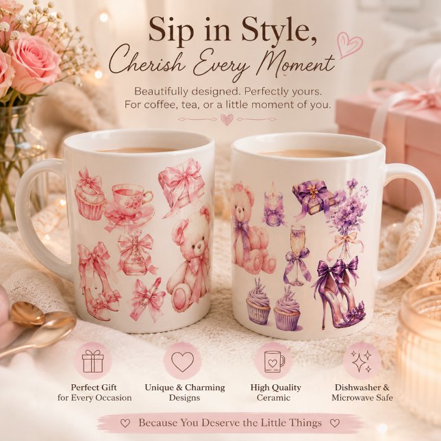 Lyxig Rosa Estetisk Mugg | Coquette Vintage Femini (Skapare uppladdad)