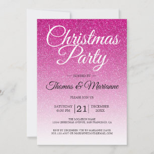 Lyxig Rosa Glitter Ombre Julfest Inbjudningar