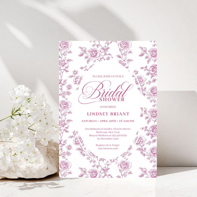 Lyxig Rosa Guld Blommiga Rosor Bröllopsfest Inbjud Inbjudningar (Luxury Rose Gold Floral Roses Bridal Shower Invitation)