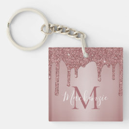 Lyxig Rosa Guld Glitterdroppar Monogram