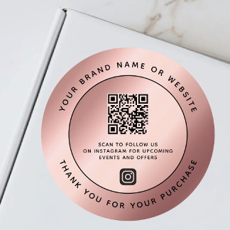 Lyxig Rosa Guld Metallisk Tack QR-kod Runt Klistermärke