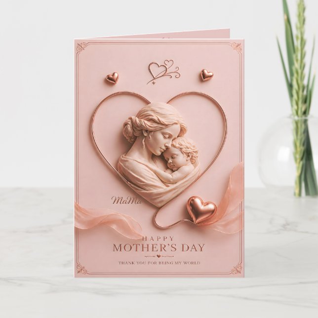 Lyxig Rosa Guld Morsdagskort Kort (Framsida)