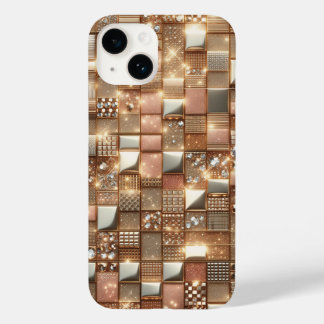 Lyxig Rosa Guld och Diamant Geometrisk Moasik 3D P
