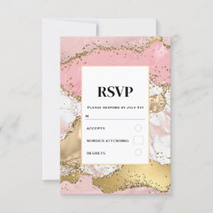 Lyxig Rosa Guld Rosa Marmor Design Bröllop OSA Kort