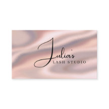 Lyxig Rosa Guld Satin Ögonfransstudio Visitenkort