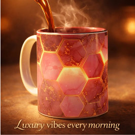 Lyxig rosa & guldmarmor kaffemugg – Elegant Ae