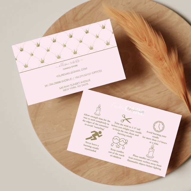 Lyxig Rosa Kvinnlig Kronljusvård Visitkort (Skapare uppladdad)