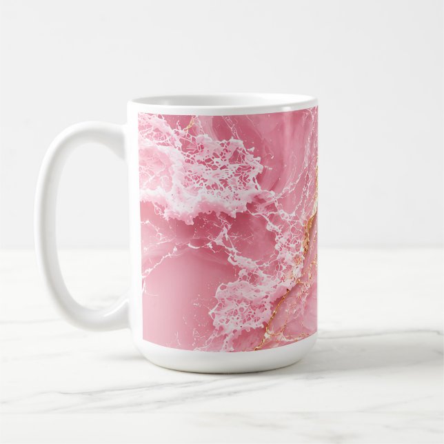 Lyxig rosa oceanmarmor med guldådror kaffemugg (Vänster)