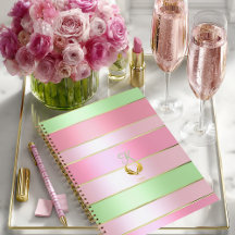Lyxig rosa och grön randig