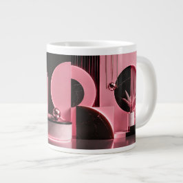 Lyxig Rosa och Svart Geometrisk Designpresent Jumbo Mugg