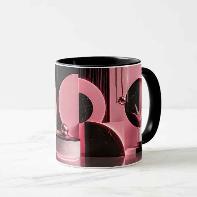 Lyxig Rosa och Svart Geometrisk Designpresent Mugg (Framsida höger)