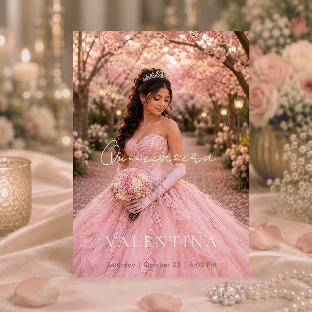 Lyxig Rosa Quinceañera-inbjudan Inbjudningar (Skapare uppladdad)