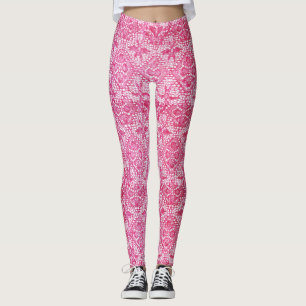 Lyxig rosasnöredamasker leggings