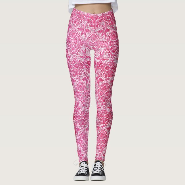 Lyxig rosasnöredamasker leggings (Framsida)
