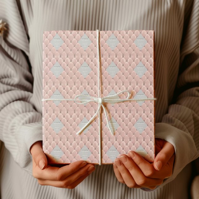 Lyxig Rose Gold Tuftad Monogram Presentpapper (Skapare uppladdad)