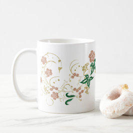 Lyxig Roséguld och Smaragdgrön Glittrande Blomma Kaffemugg