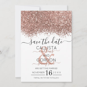 Lyxig Roséguld Vit Glitter Konfetti Bröllop Spara Datumet