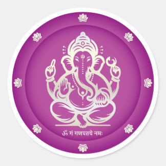 Lyxig Royal Lila Guld Lord Ganesha Klistermärke