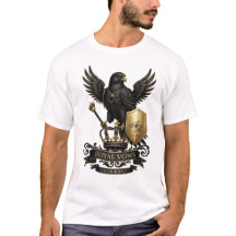 Lyxig Royal Svart Fågel Guld Emblem T-Shirt