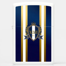 Lyxig Royalblå och Vit Monogram