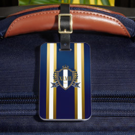 Lyxig Royalblå och Vit Monogram Bagagebricka