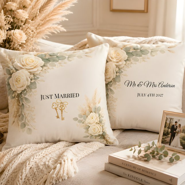 Lyxig Rustik Bröllopstema Kudde (Part of the luxury rustic wedding collection, throw pillow, different design on each side. )