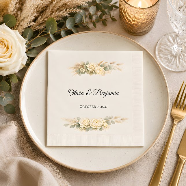 Lyxig Rustik Personlig Bröllopsfest  Pappersservett (Part of the lusury rustic wedding theme collection, napkin)