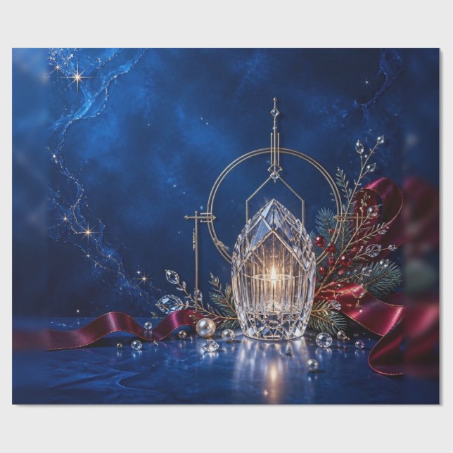 Lyxig Safir Juvel Jul Presentpapper (Platt)