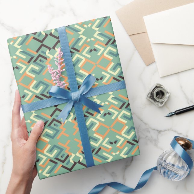 Lyxig Sagegrön Geometrisk Tribal Sömlös Presentpapper (Gifting)
