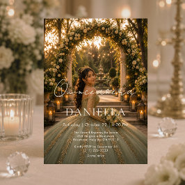 Lyxig Sagegrön Quinceañera-inbjudan Inbjudningar