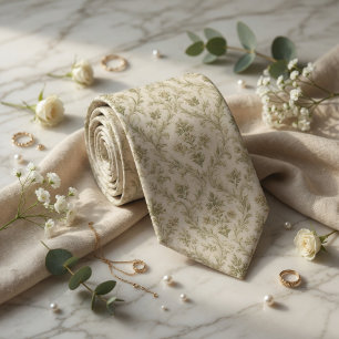 Lyxig Sagegrön Toile de Jouy Blommig Jacquard Slips