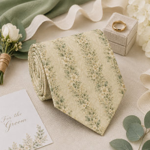 Lyxig Salvia Grön Blommig Trädgård Bröllop Groom Slips