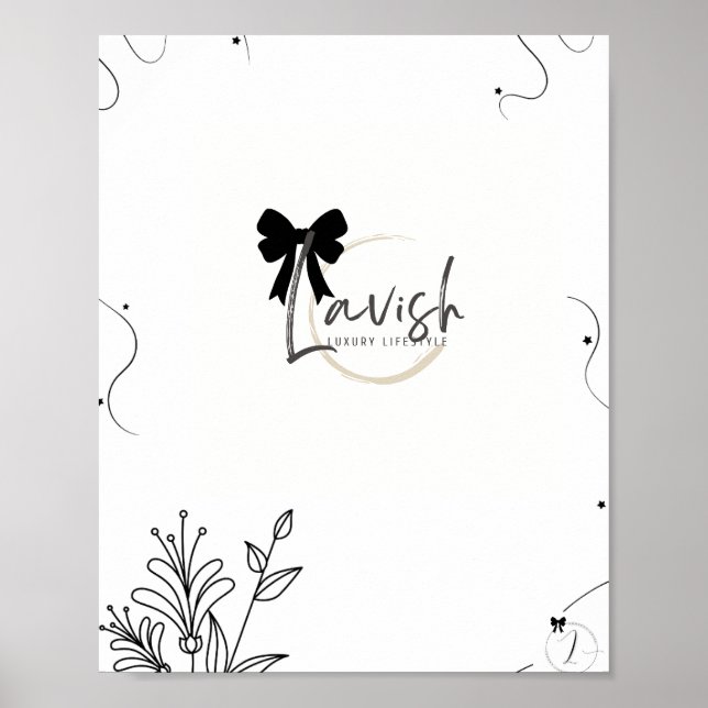 Lyxig signaturbåge Blommig Vägg Poster Design (Framsidan)