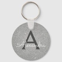 Lyxig Silver Glitter & Gnistrande Monogram