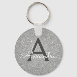Lyxig Silver Glitter & Spark Monogram Nyckelring