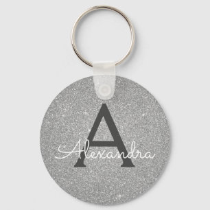 Lyxig Silver Glitter & Spark Monogram Nyckelring