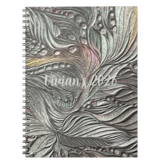 Lyxig silver metallisk blad spiral anteckningsbok 