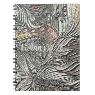 Lyxig silver metallisk blad spiral anteckningsbok 