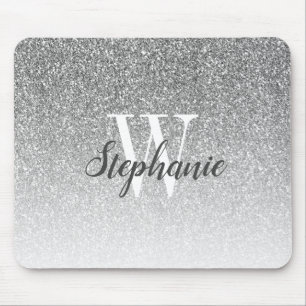 Lyxig silver Ombre-falsglittermonogram Musmatta
